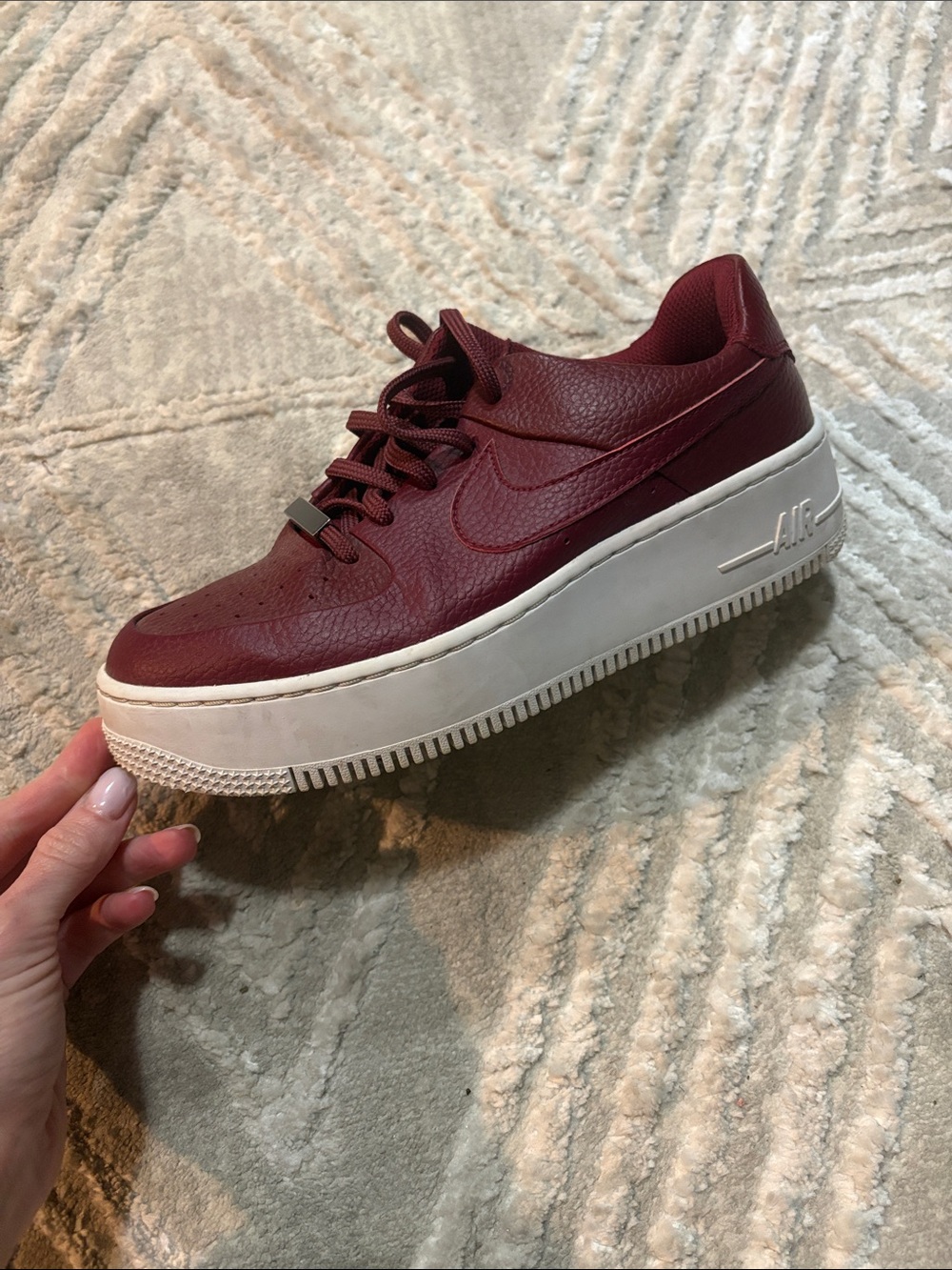 Nike Women’s Platform Air Force 1 Sneakers - Burgundy/White